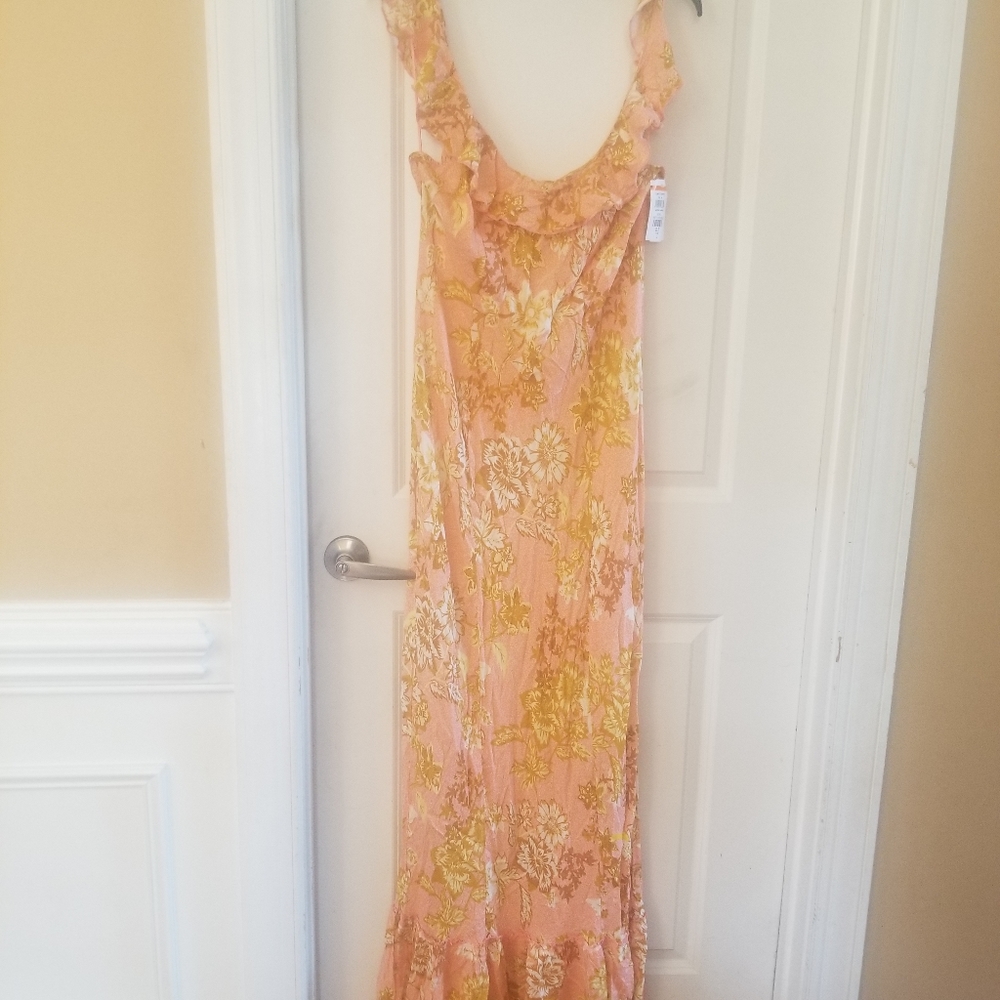 NWT Free people Remind Me Maxi Slip Dress in Coral Combo size L - Picture 3 of 8